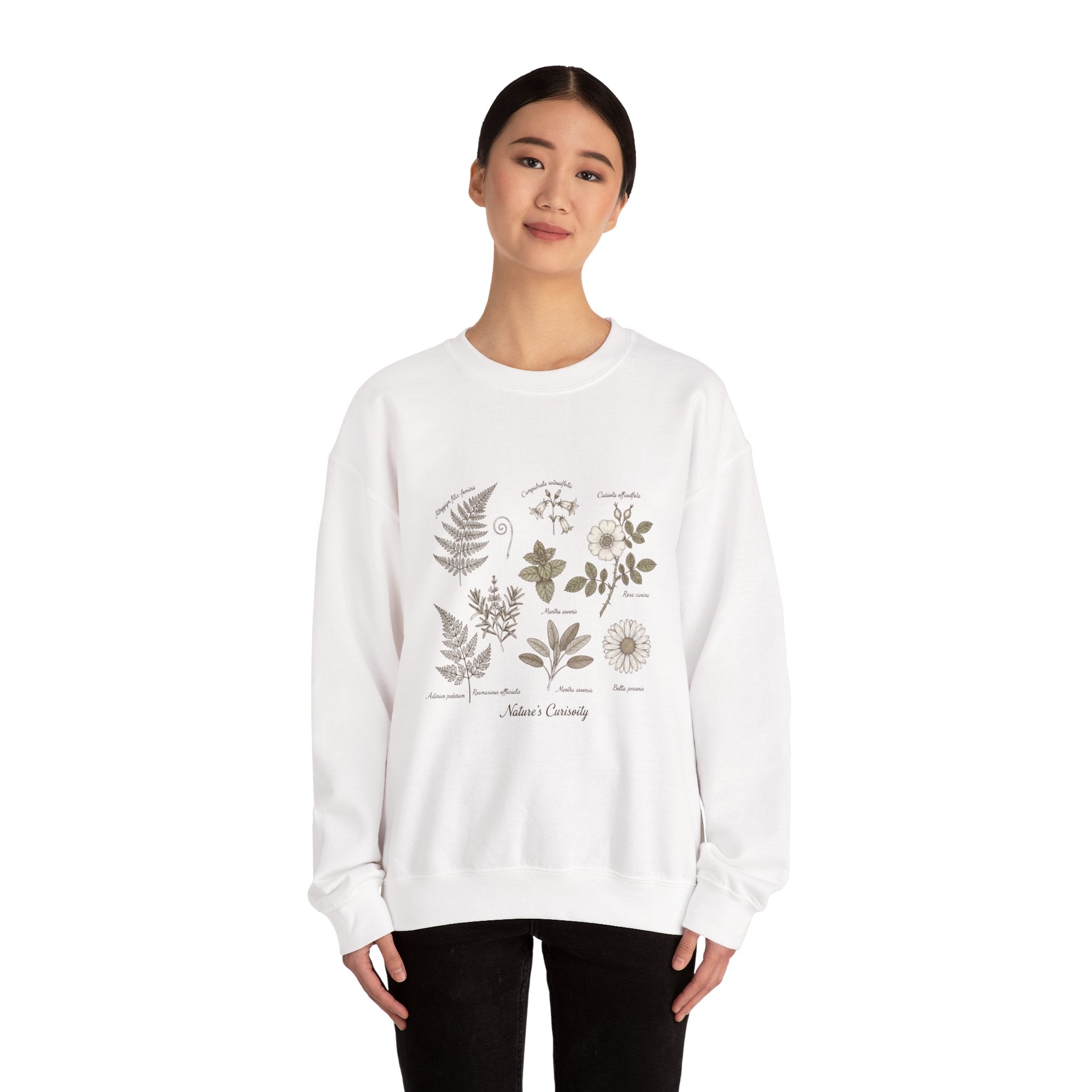 Botanical Illustration Crewneck Sweatshirt | vintage plant diagram, scientific nature art