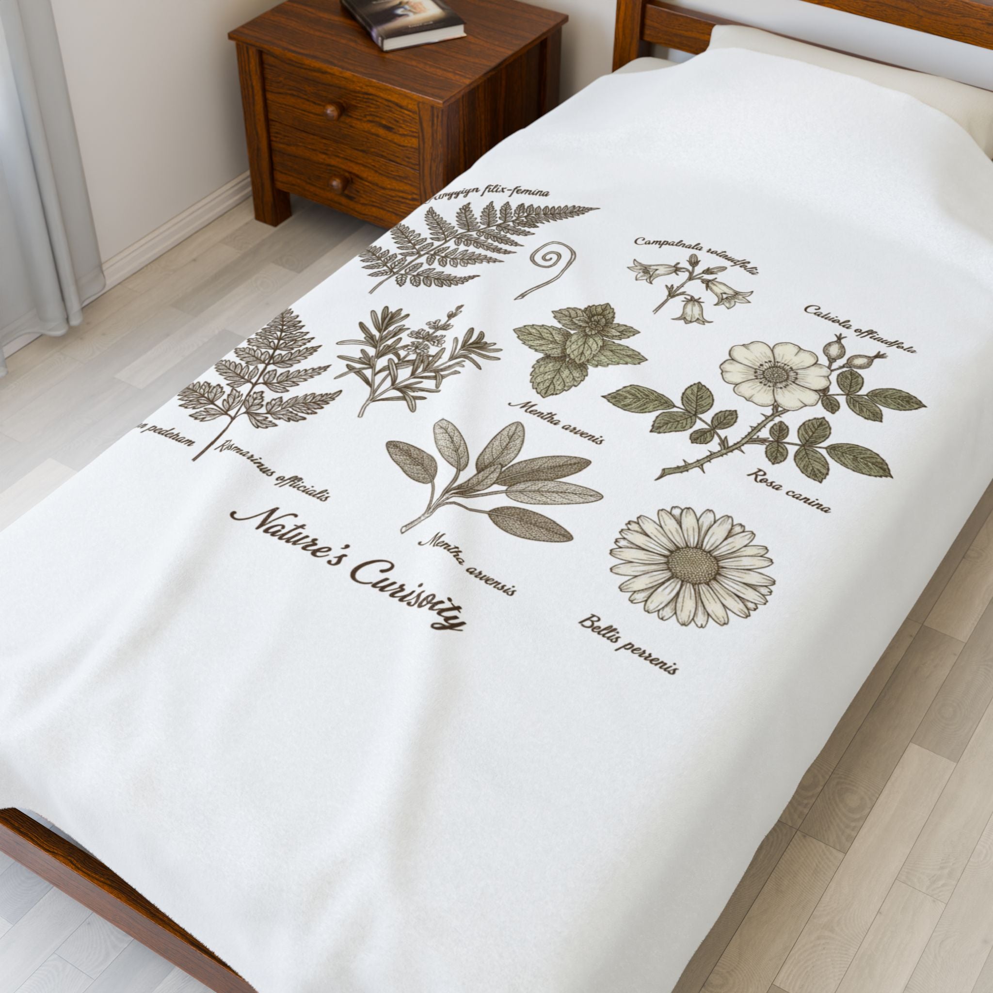 Botanical Anatomy Illustration Velveteen Plush Blanket | vintage plant diagram, herbarium art