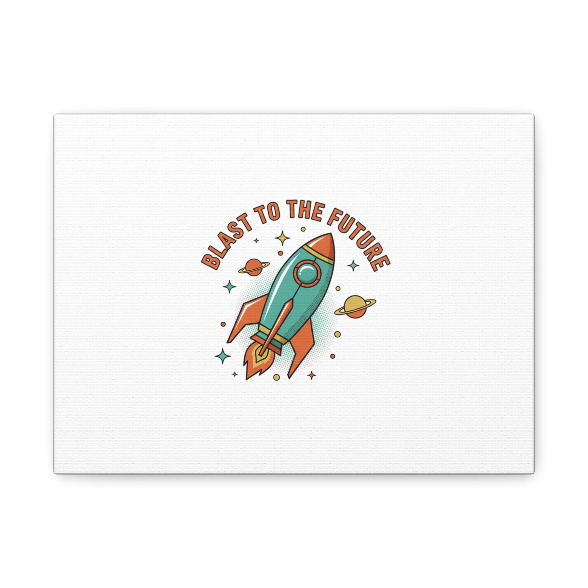 Retro Rocket Graphic Canvas | Mid-Century Space Art, Starburst Decor