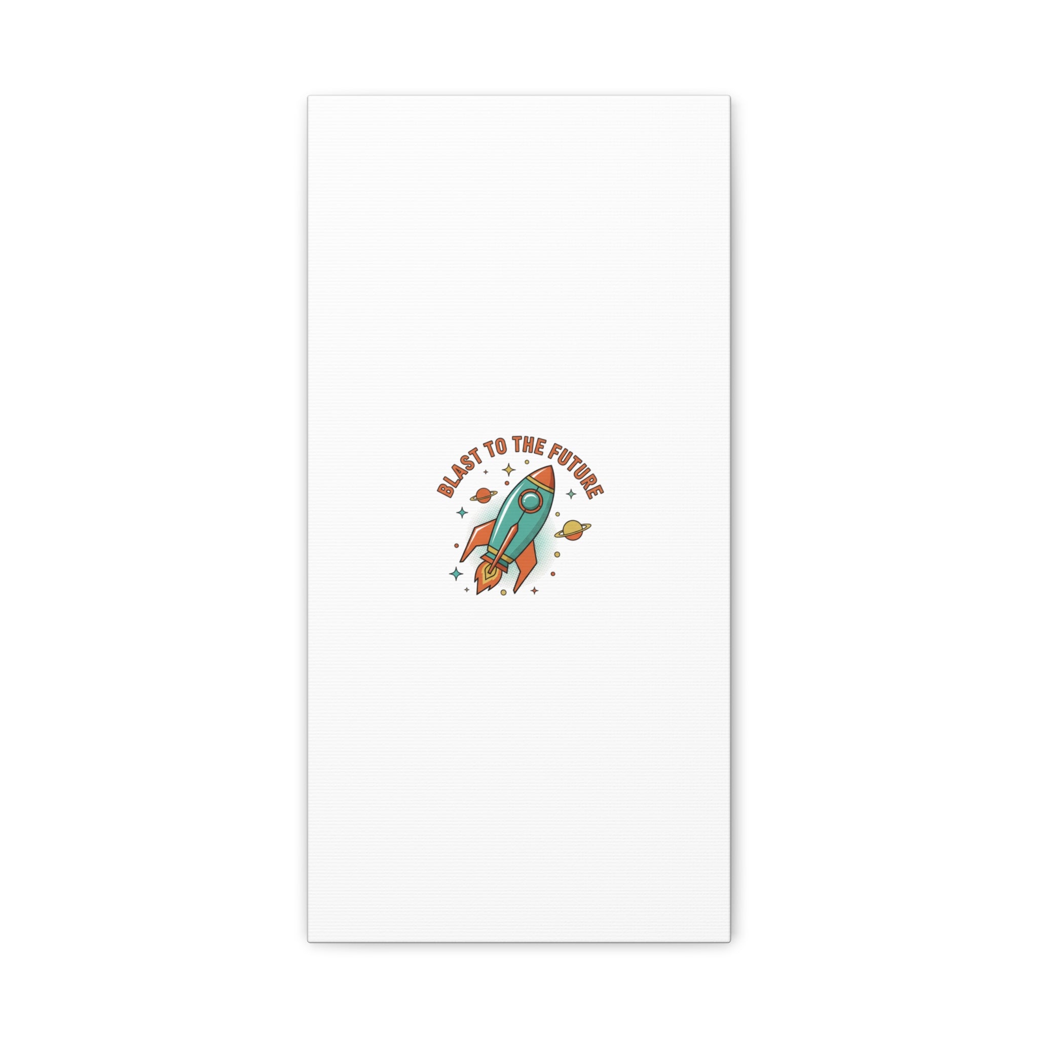 Retro Rocket Graphic Canvas | Mid-Century Space Art, Starburst Decor