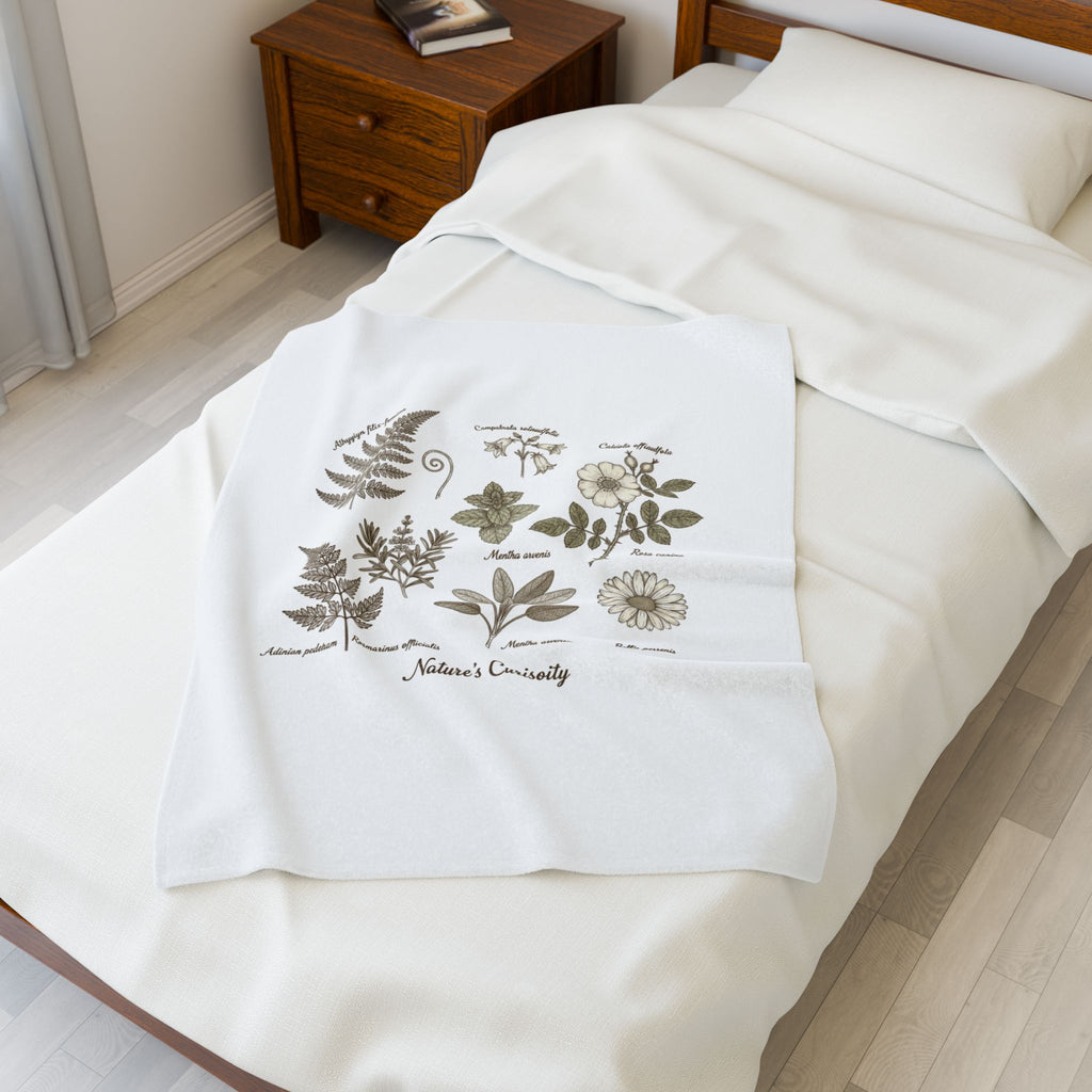 Botanical Anatomy Illustration Velveteen Plush Blanket | vintage plant diagram, herbarium art