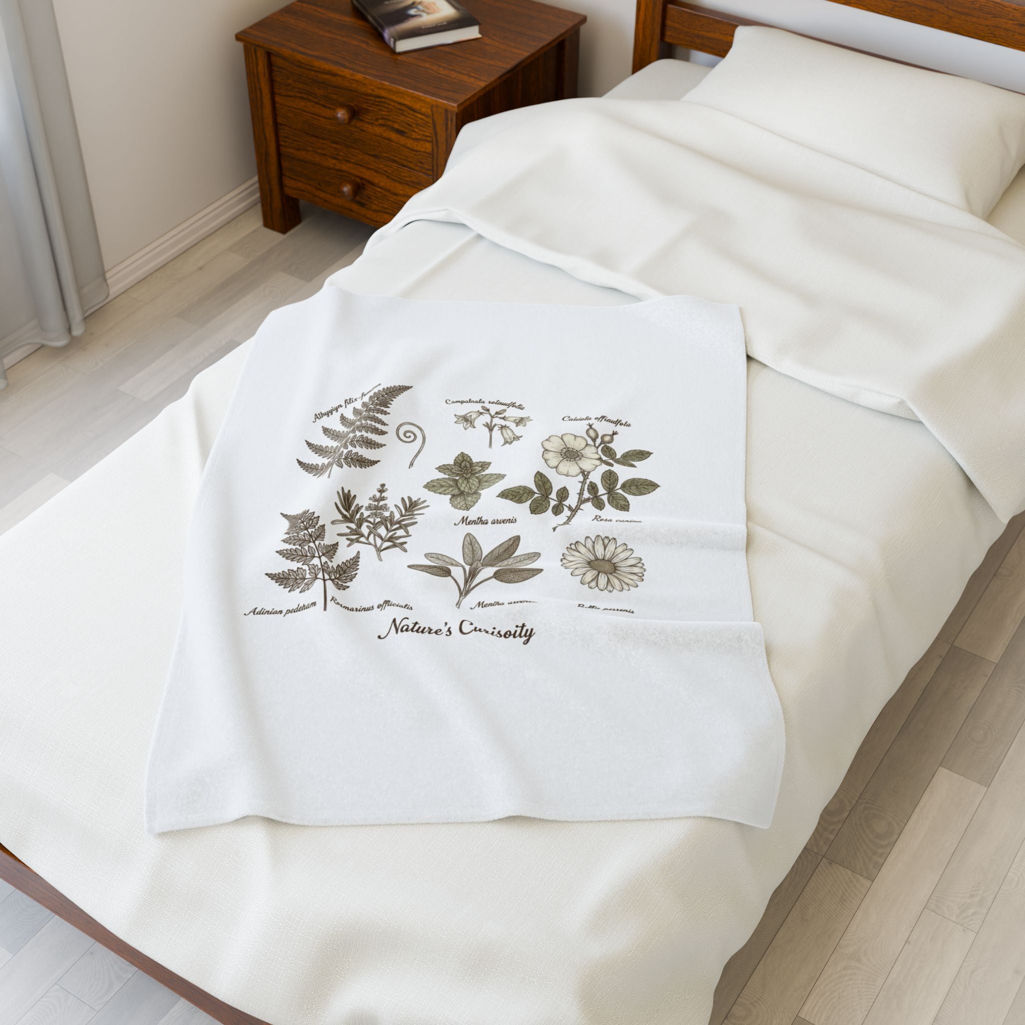 Botanical Anatomy Illustration Velveteen Plush Blanket | vintage plant diagram, herbarium art