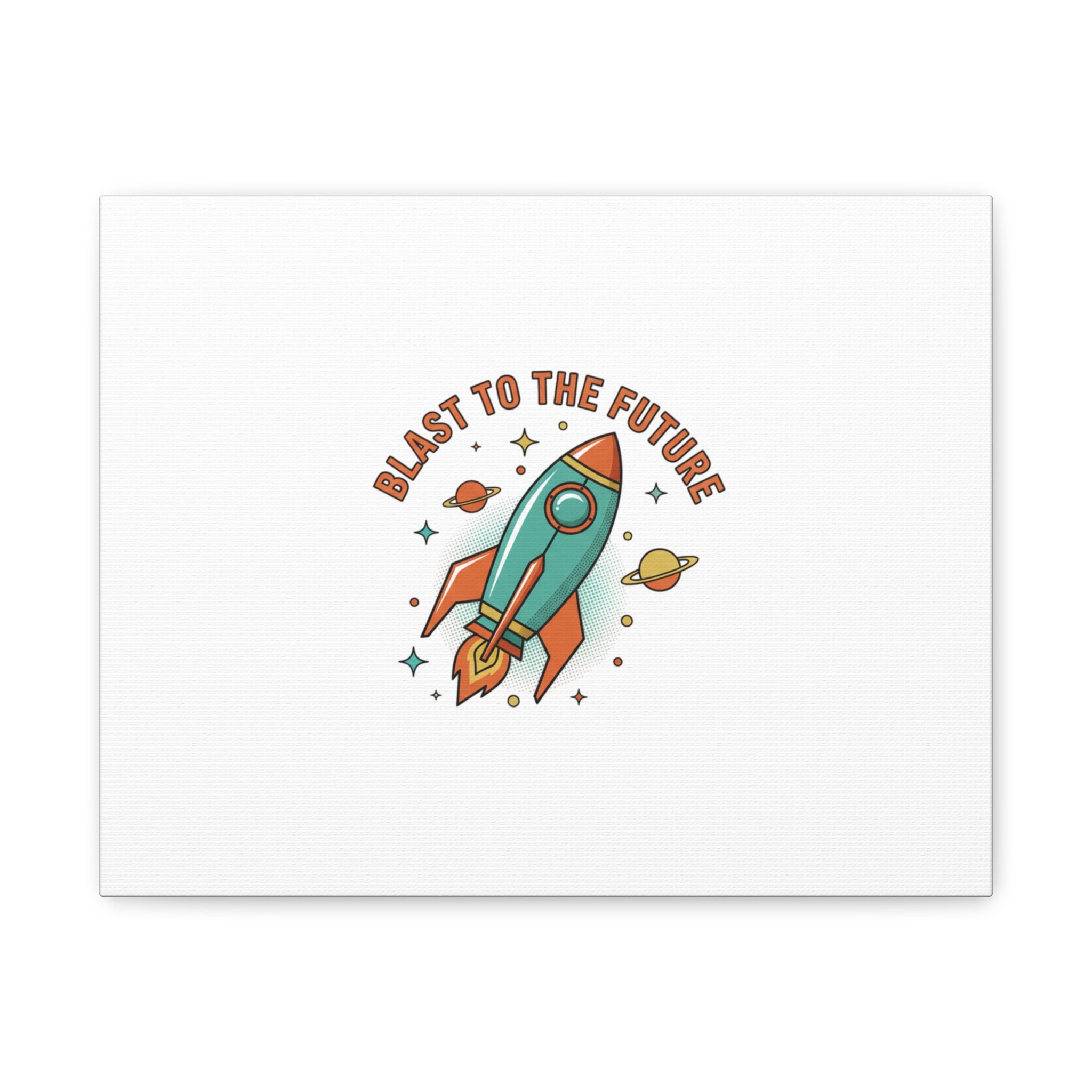Retro Rocket Graphic Canvas | Mid-Century Space Art, Starburst Decor