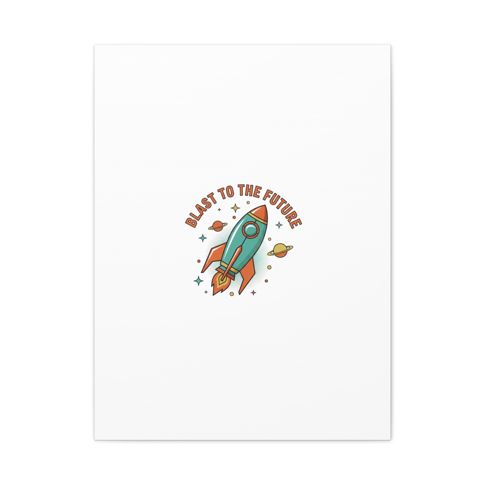 Retro Rocket Graphic Canvas | Mid-Century Space Art, Starburst Decor