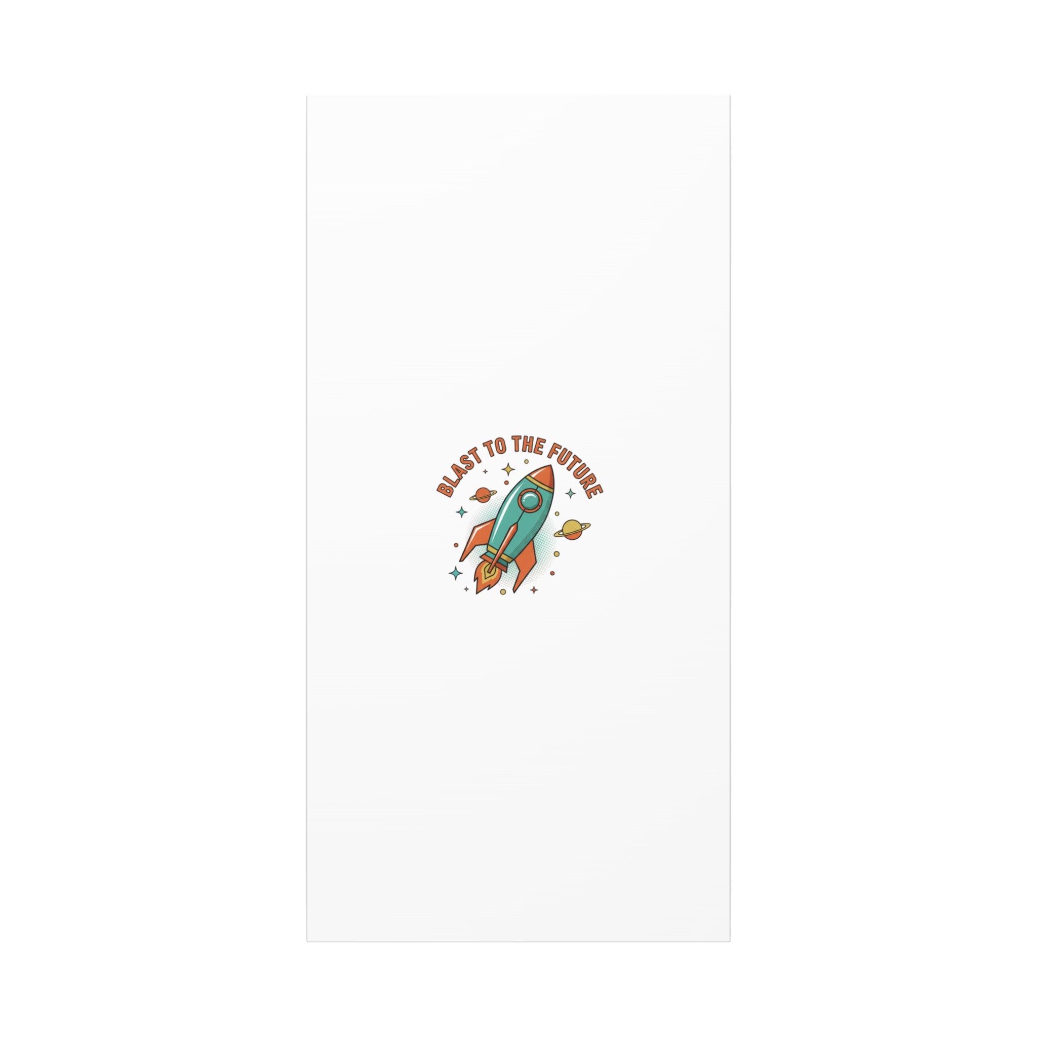 Retro Rocket Graphic Canvas | Mid-Century Space Art, Starburst Decor