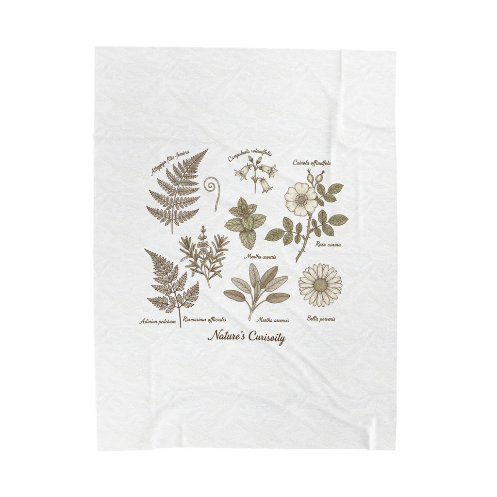 Botanical Anatomy Illustration Velveteen Plush Blanket | vintage plant diagram, herbarium art