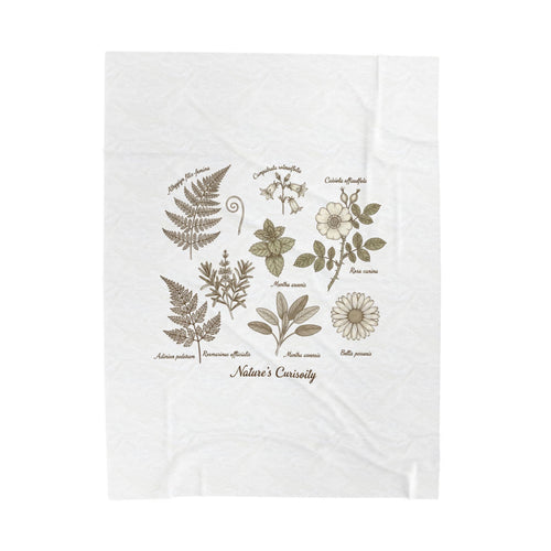 Botanical Anatomy Illustration Velveteen Plush Blanket | vintage plant diagram, herbarium art