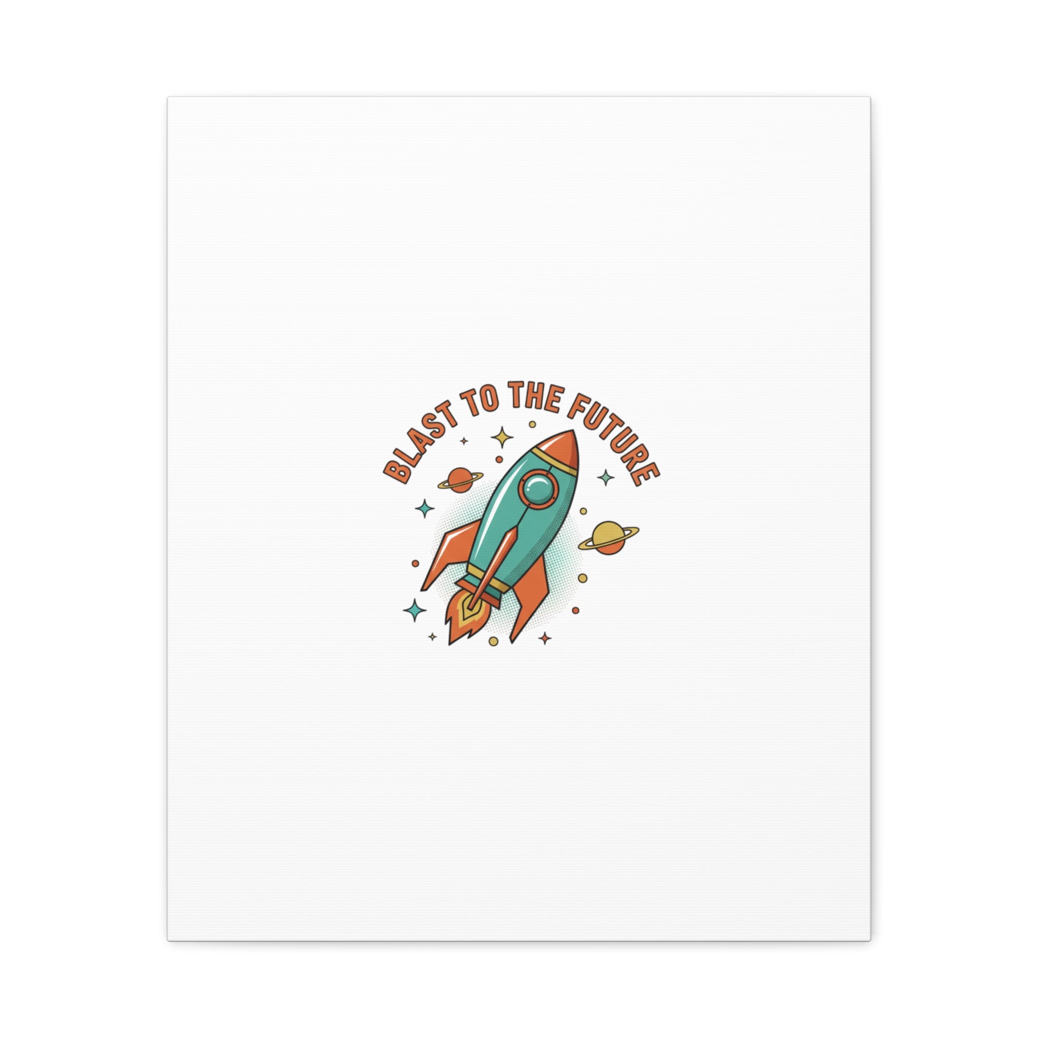 Retro Rocket Graphic Canvas | Mid-Century Space Art, Starburst Decor