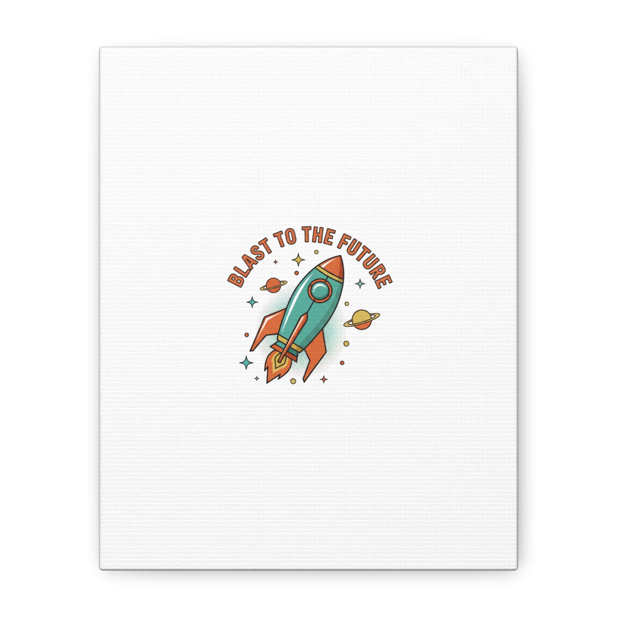 Retro Rocket Graphic Canvas | Mid-Century Space Art, Starburst Decor