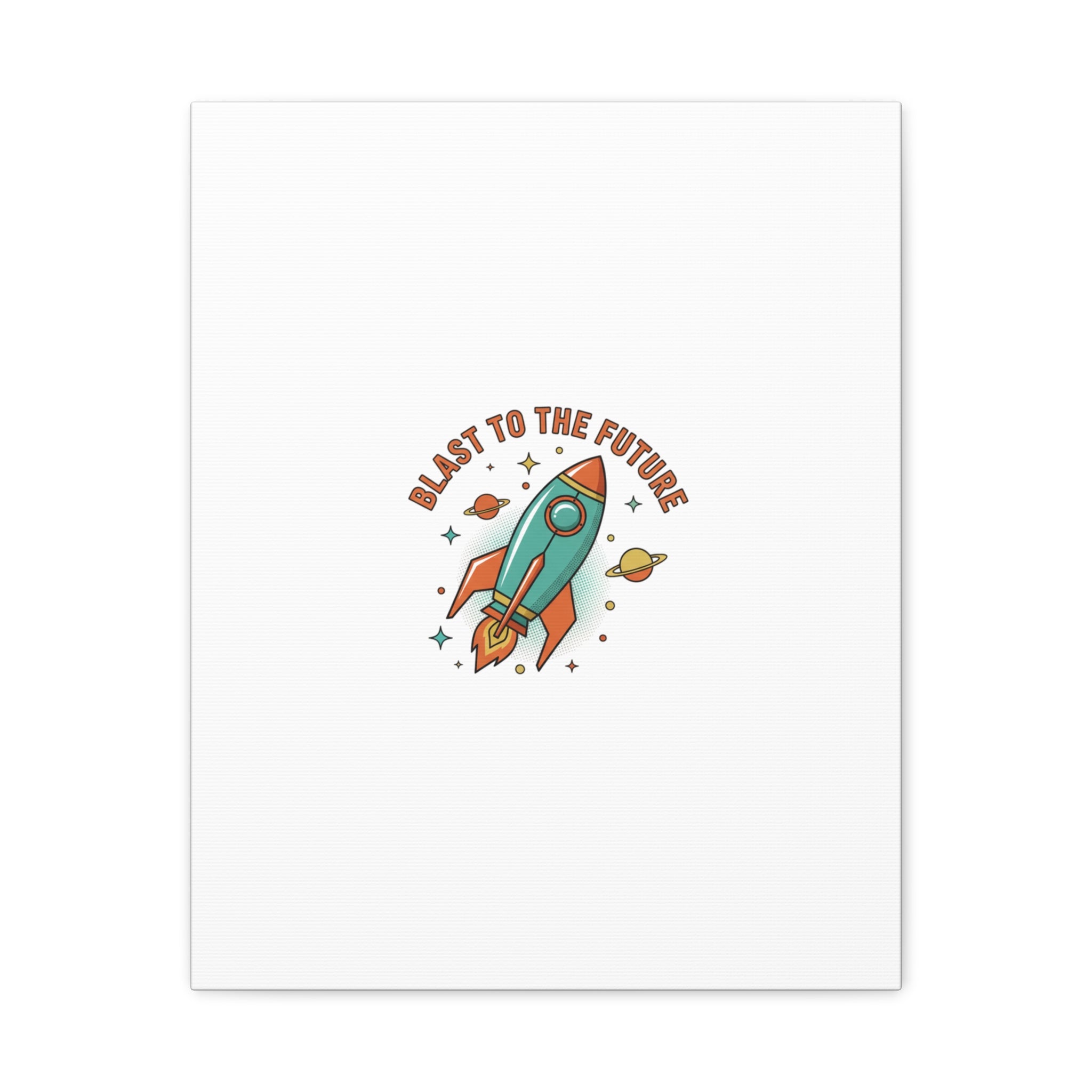 Retro Rocket Graphic Canvas | Mid-Century Space Art, Starburst Decor