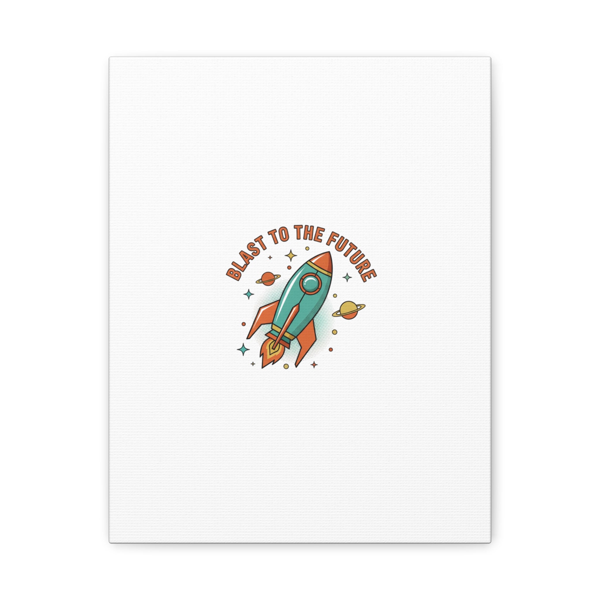 Retro Rocket Graphic Canvas | Mid-Century Space Art, Starburst Decor