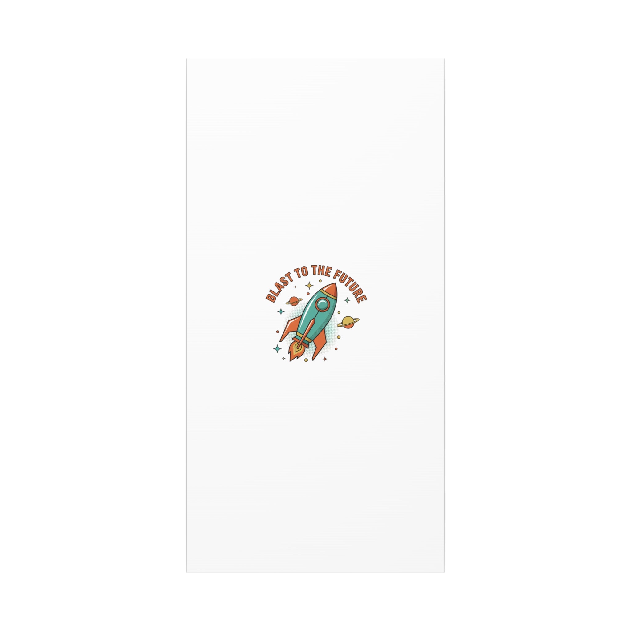 Retro Rocket Graphic Canvas | Mid-Century Space Art, Starburst Decor