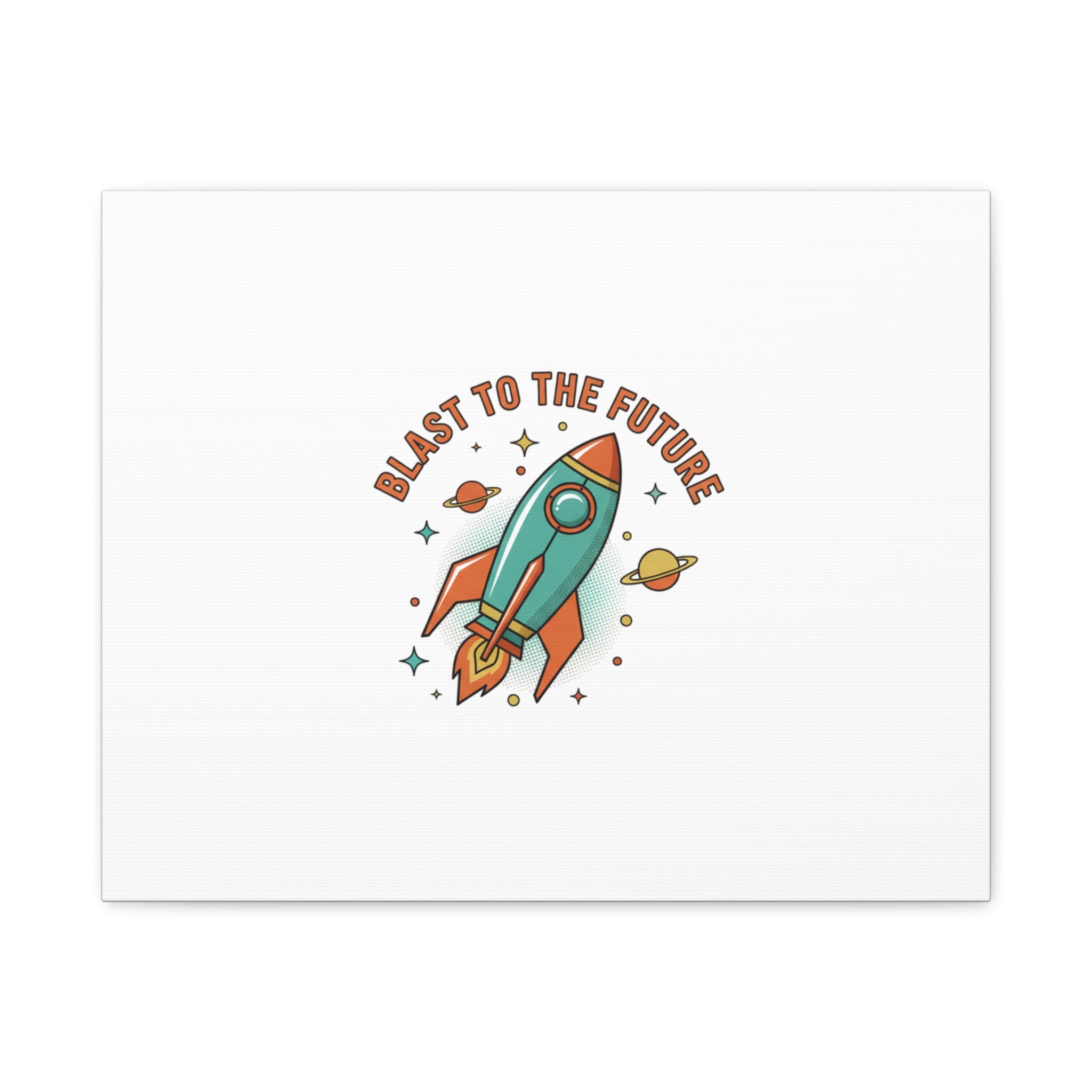 Retro Rocket Graphic Canvas | Mid-Century Space Art, Starburst Decor