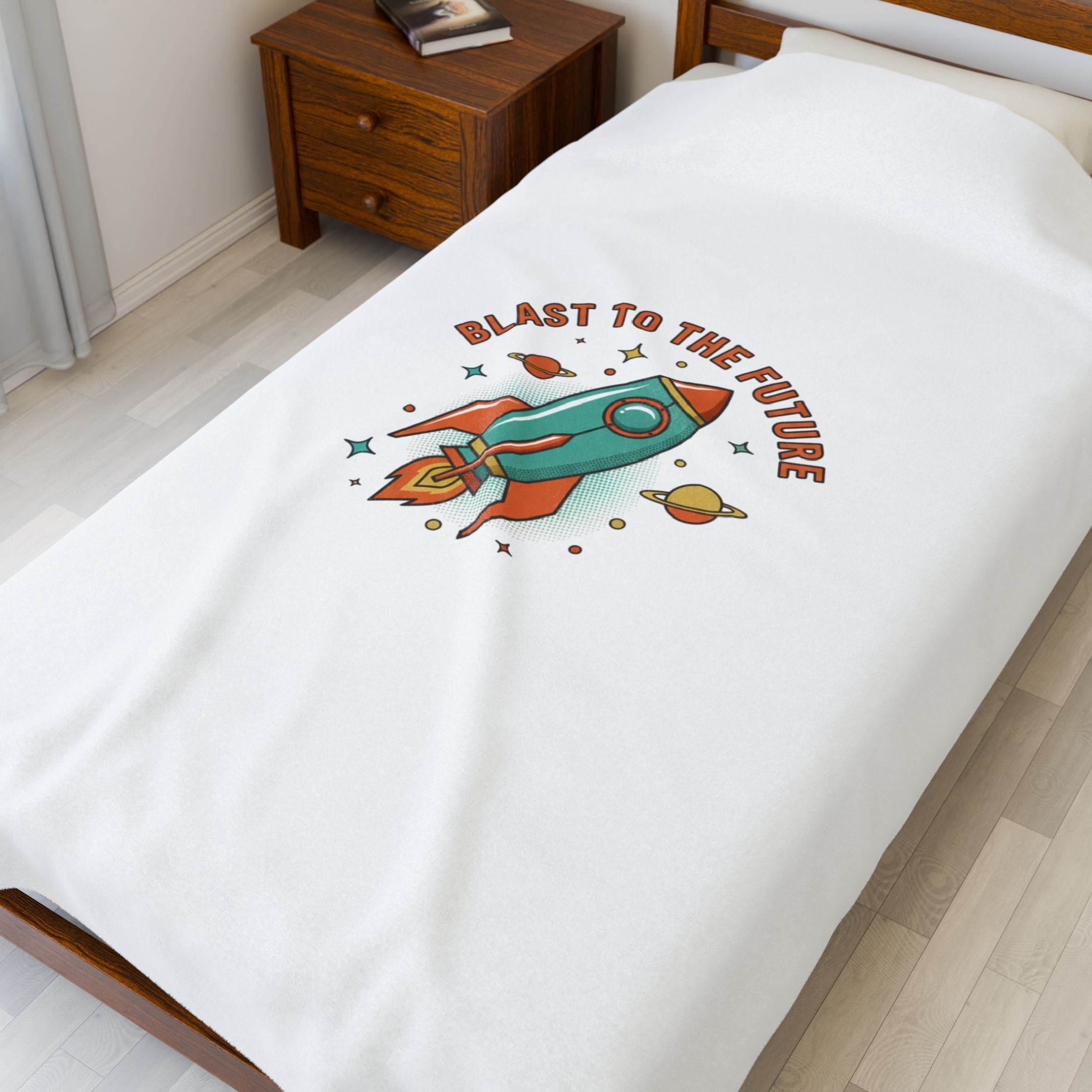 Blast to the Future Rocket Blanket | Retro-Futurism, Mid-Century Space Art