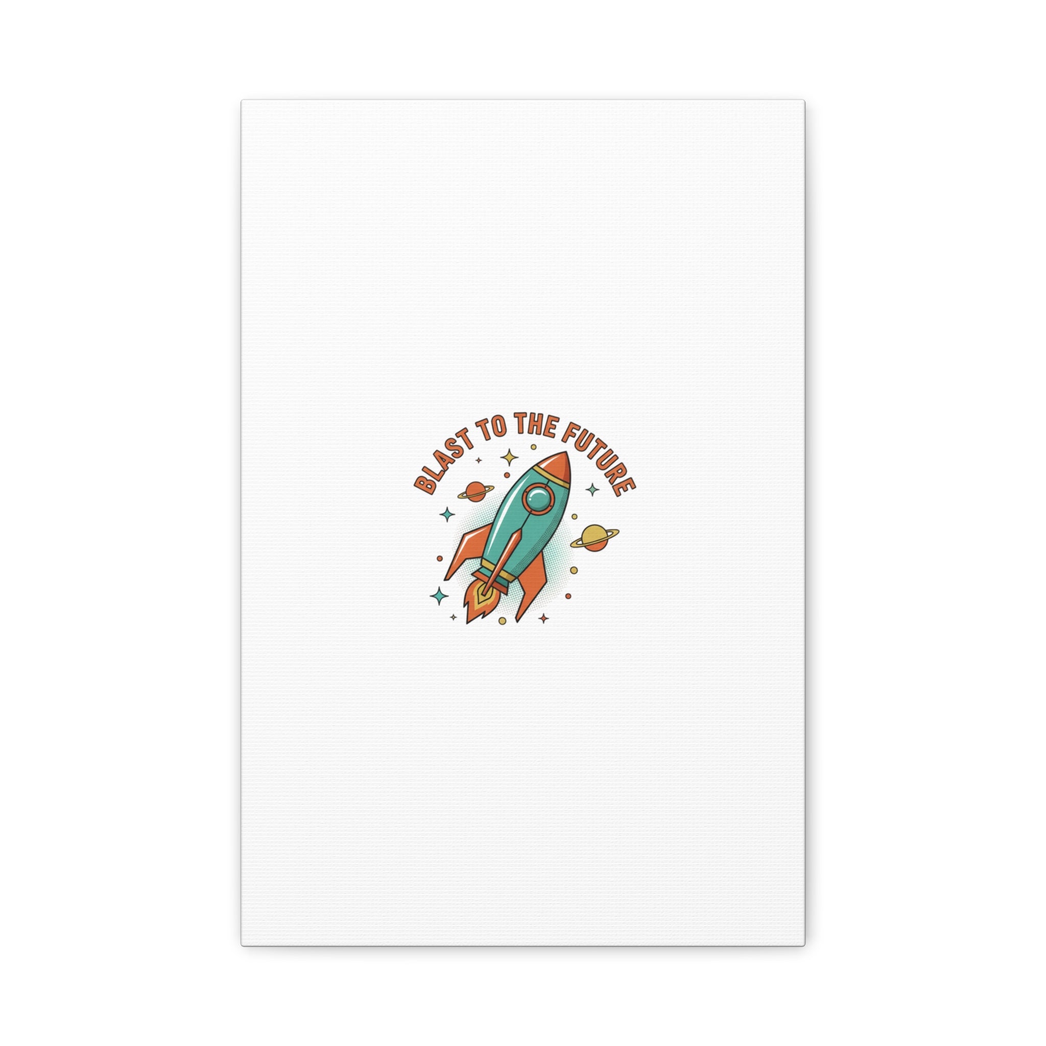 Retro Rocket Graphic Canvas | Mid-Century Space Art, Starburst Decor