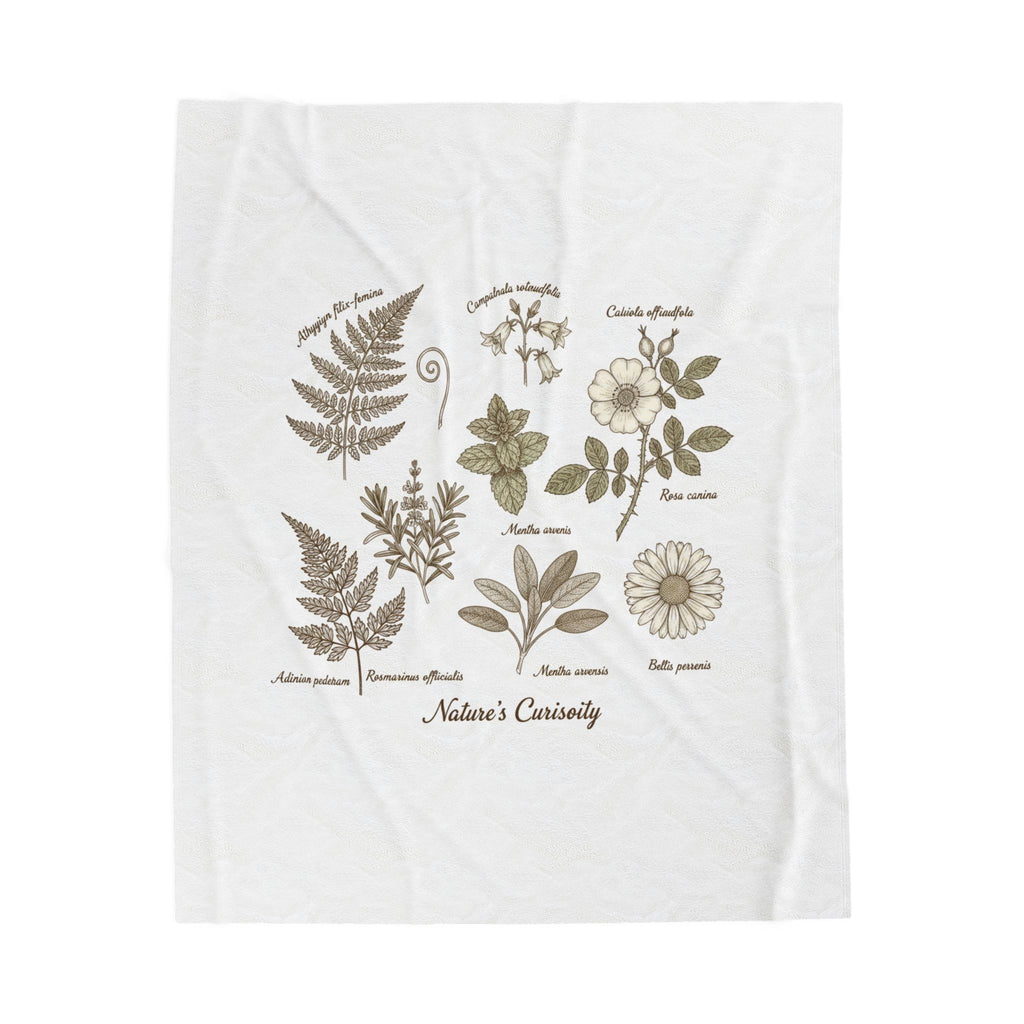 Botanical Anatomy Illustration Velveteen Plush Blanket | vintage plant diagram, herbarium art