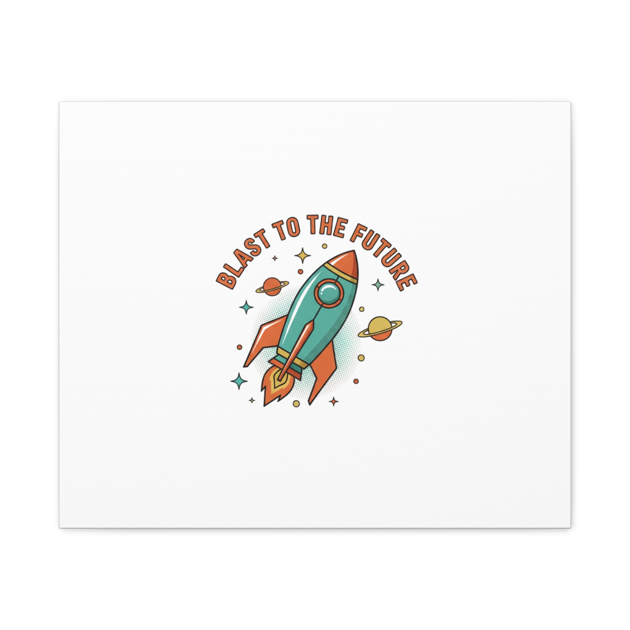 Retro Rocket Graphic Canvas | Mid-Century Space Art, Starburst Decor