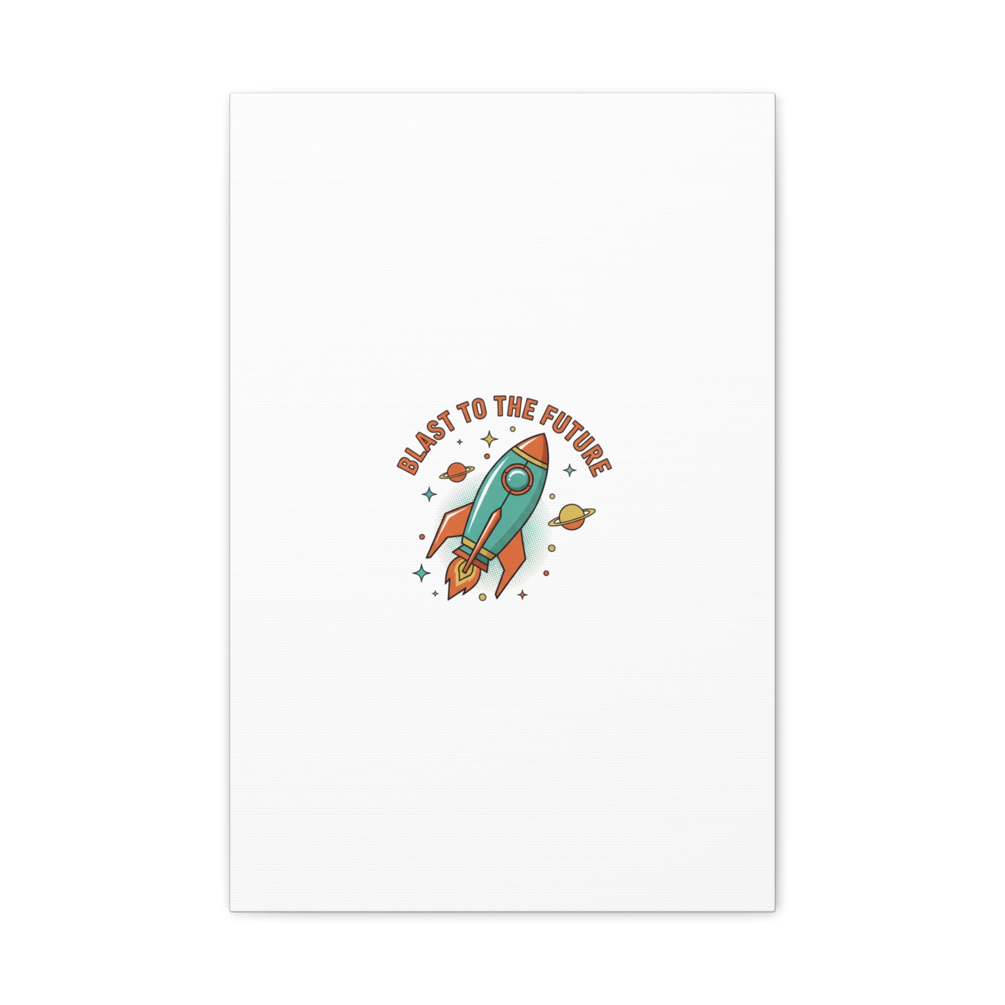 Retro Rocket Graphic Canvas | Mid-Century Space Art, Starburst Decor