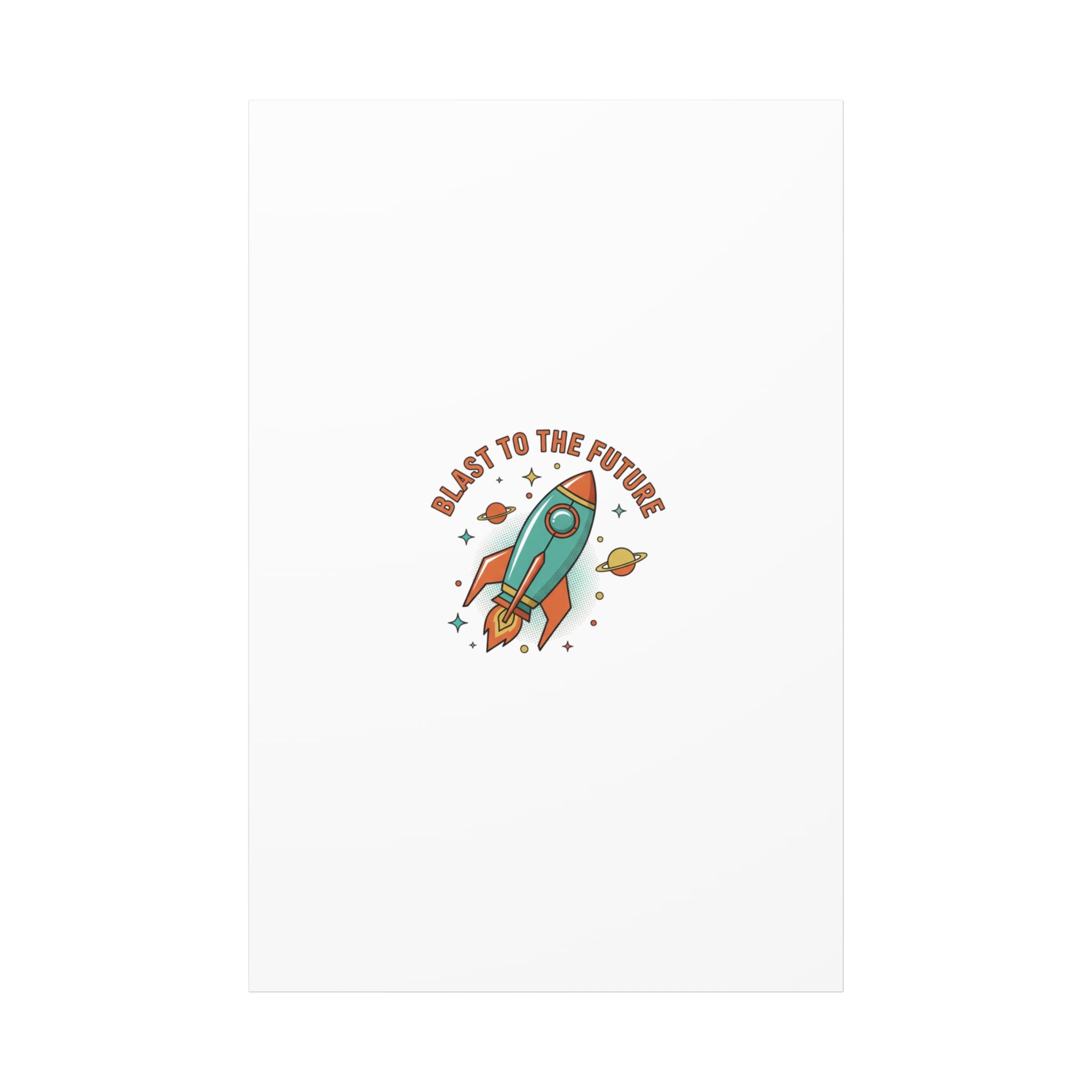 Retro Rocket Graphic Canvas | Mid-Century Space Art, Starburst Decor