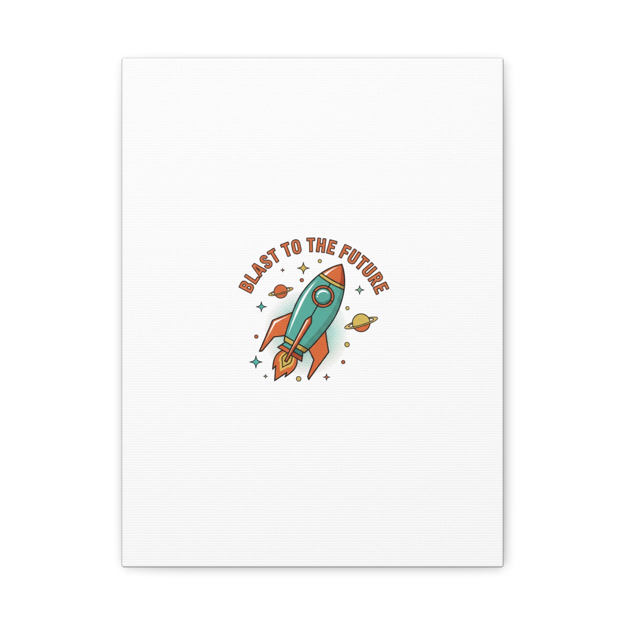 Retro Rocket Graphic Canvas | Mid-Century Space Art, Starburst Decor