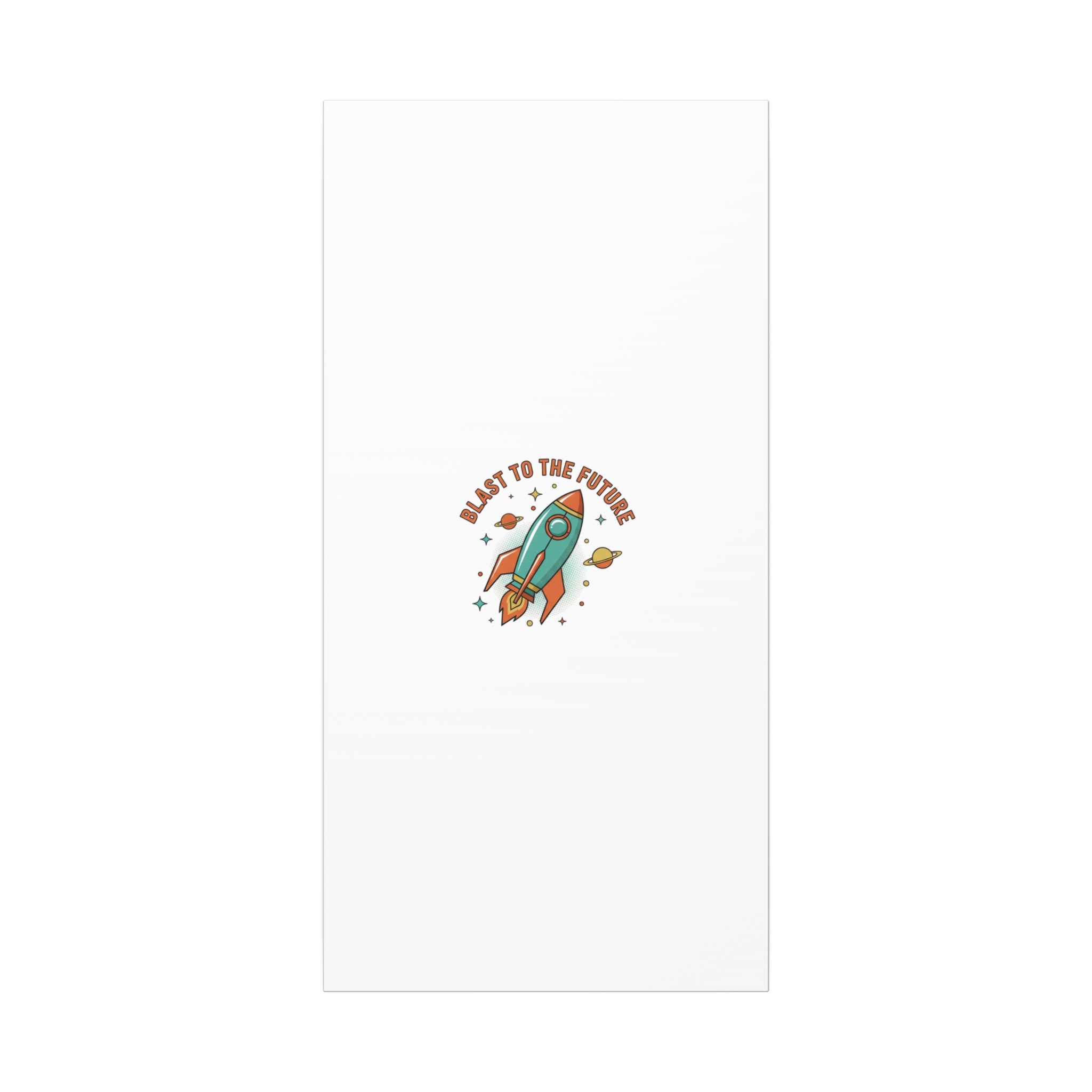 Retro Rocket Graphic Canvas | Mid-Century Space Art, Starburst Decor