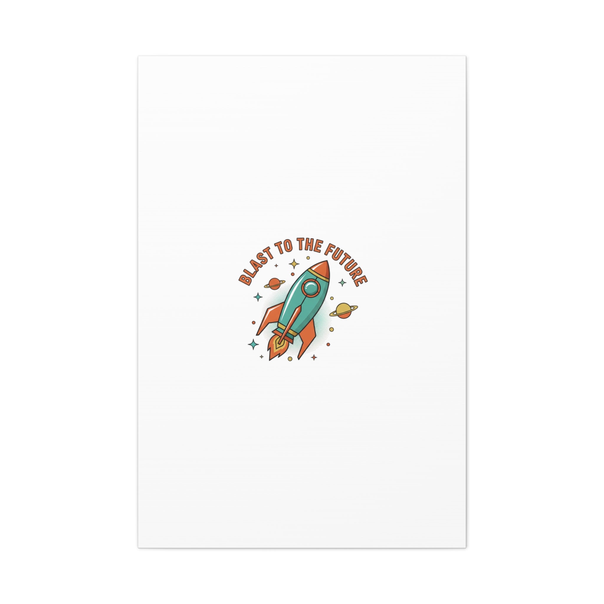 Retro Rocket Graphic Canvas | Mid-Century Space Art, Starburst Decor