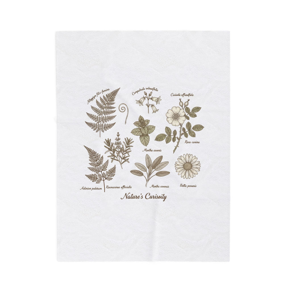 Botanical Anatomy Illustration Velveteen Plush Blanket | vintage plant diagram, herbarium art
